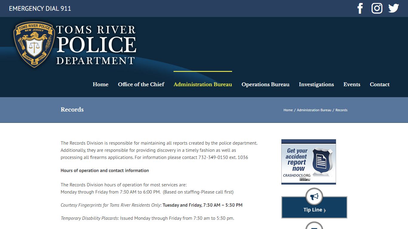 Records – Toms River Police Department