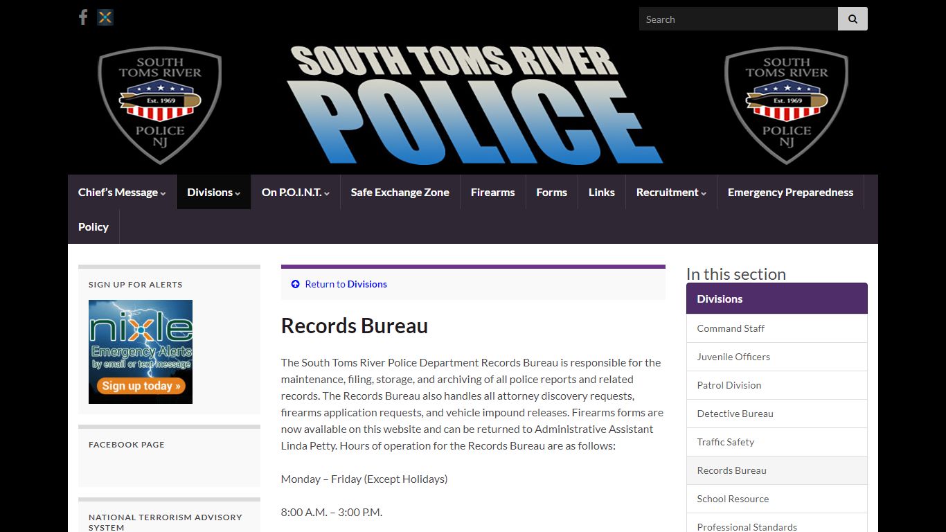 South Toms River Police Department Records Bureau