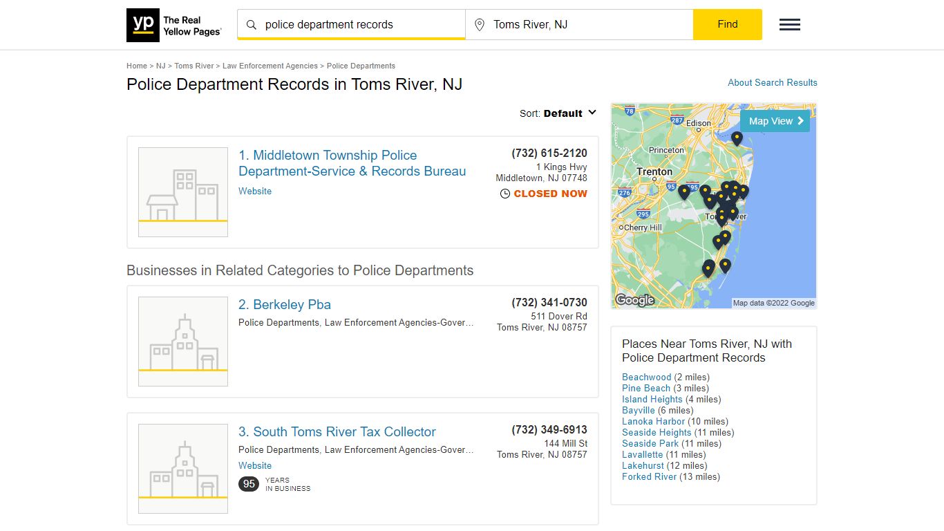 Police Department Records in Toms River, NJ - yellowpages.com